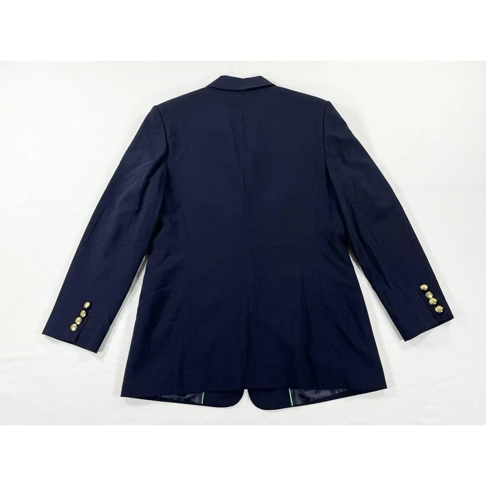 Vintage 90s Talbots Wool Blazer Navy Blue Gold Button‎ Old Money Preppy Womens 8